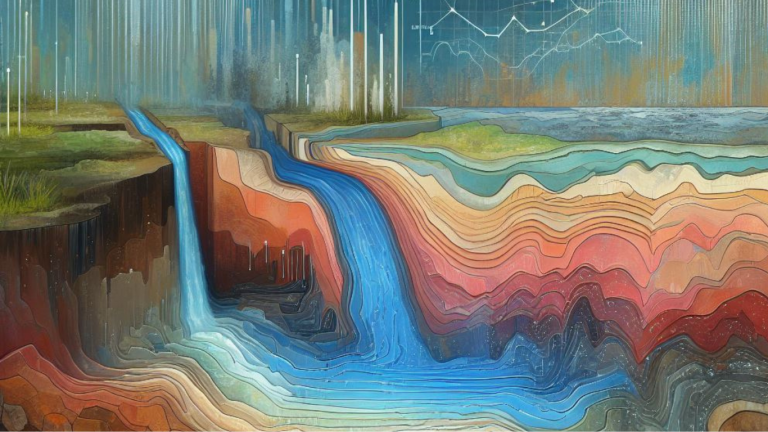 Abstract AI image portraying groundwater with data in the background